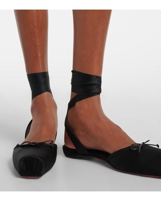Christian Louboutin Black Cassia Satin Flats