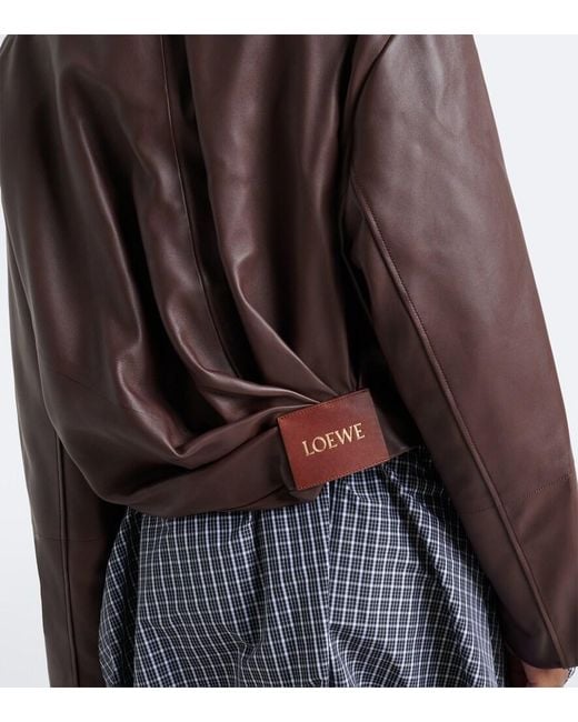 Loewe Brown Draped Leather Jacket