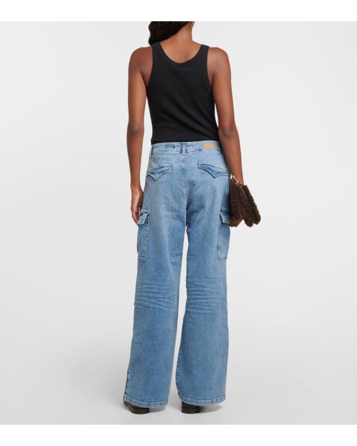 AG Jeans Blue High-rise Wide-leg Cargo Jeans