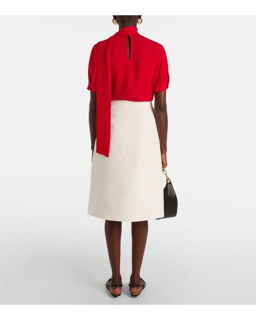 Valentino White Midirock Aus Crepe Couture