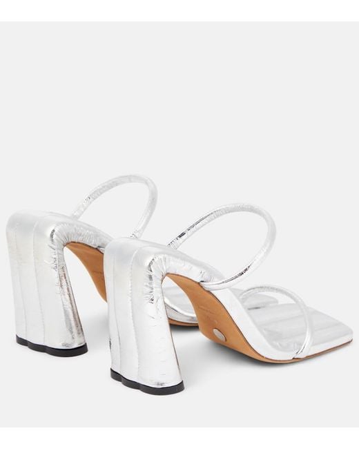 Proenza Schouler White Square Slide Metallic Leather Sandals