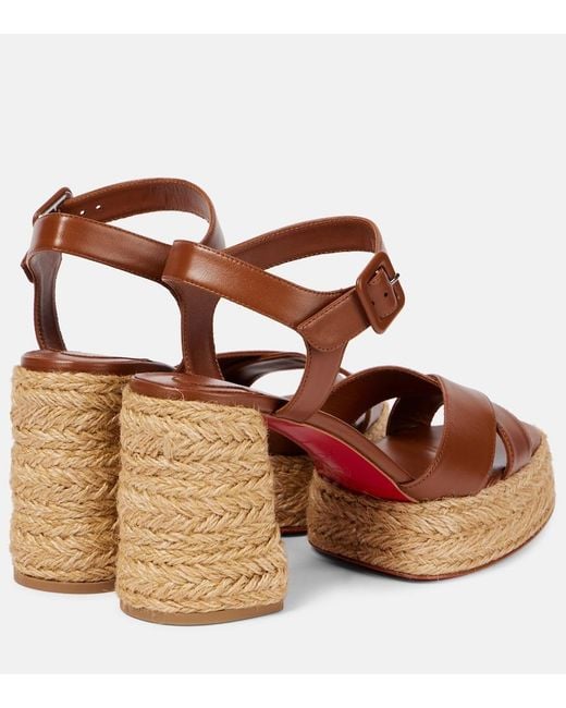 Christian Louboutin Brown Calakala 85 Suede And Leather Heeled Espadrilles
