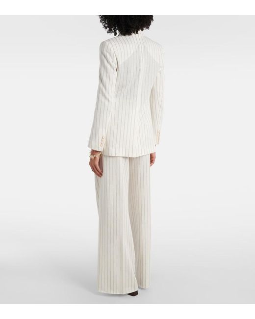 Max Mara White Jadi Striped Cotton And Linen Blazer