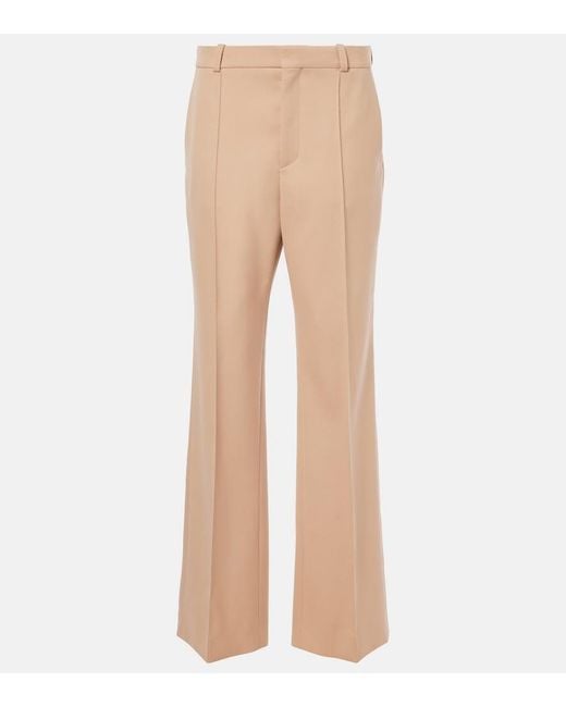 Chloé Natural High-Rise Wool Straight Pants