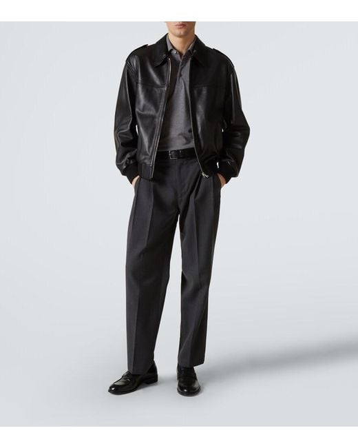 Dolce & Gabbana Black Wool-Blend Straight Pants for men