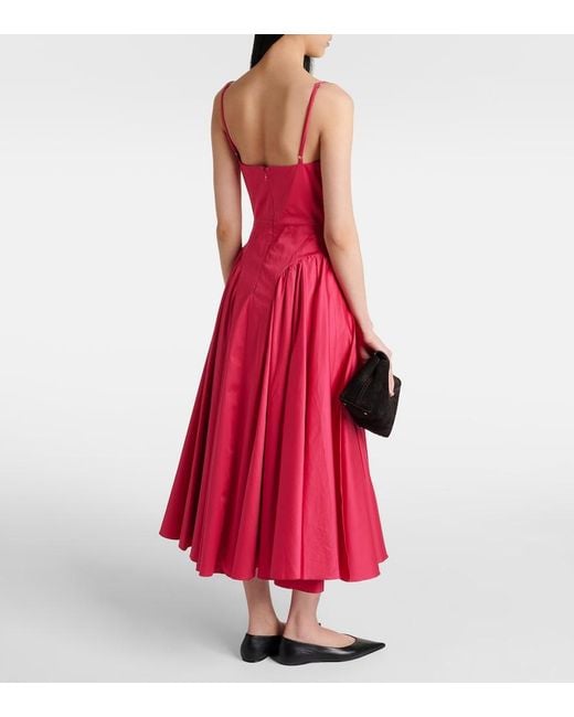 TOVE Red Solene Cotton-Blend Midi Dress