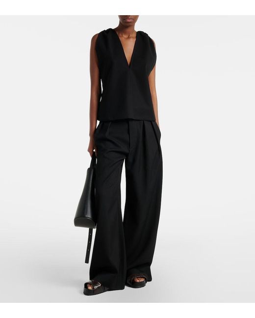 Plan C Black Cotton Crepe Top