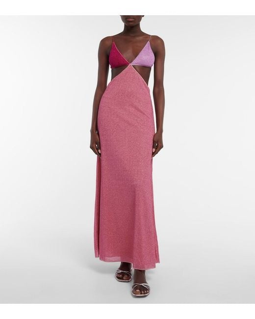 Oseree Pink Cut-Out Maxi Dress