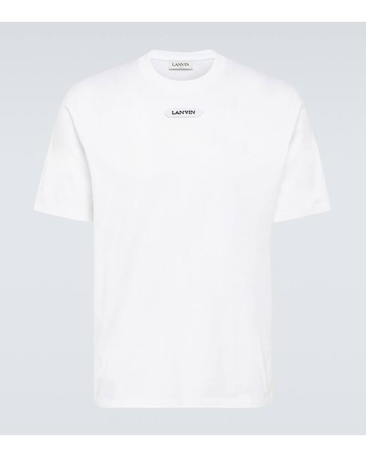 Lanvin White Logo Cotton Jersey T-shirt for men