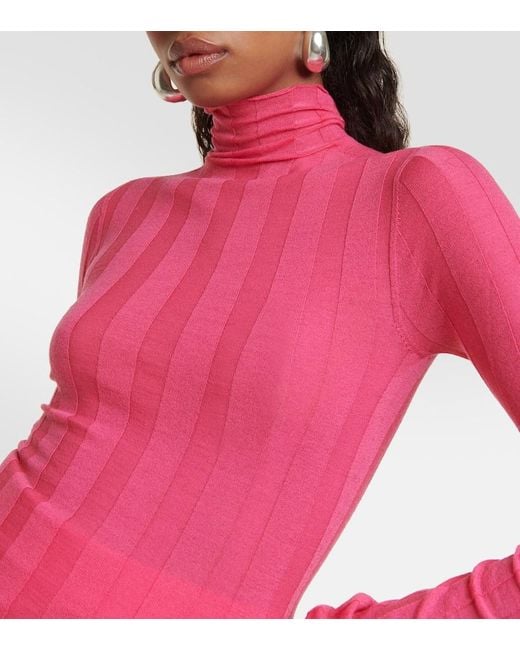 Sportmax Pink Rollkragenpullover aus einem Wollgemisch
