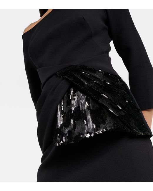 Safiyaa Black Juah Sequined Asymmetric Crepe Top