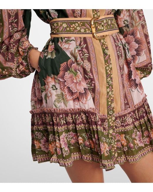 Vestido Corto En Mezcla De Algodon Floral Farm Rio de color Brown