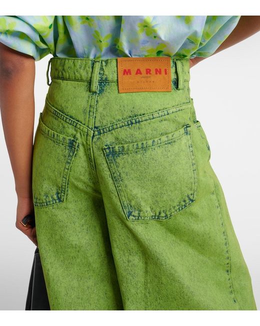 Jeans anchos de tiro alto Marni de color Green