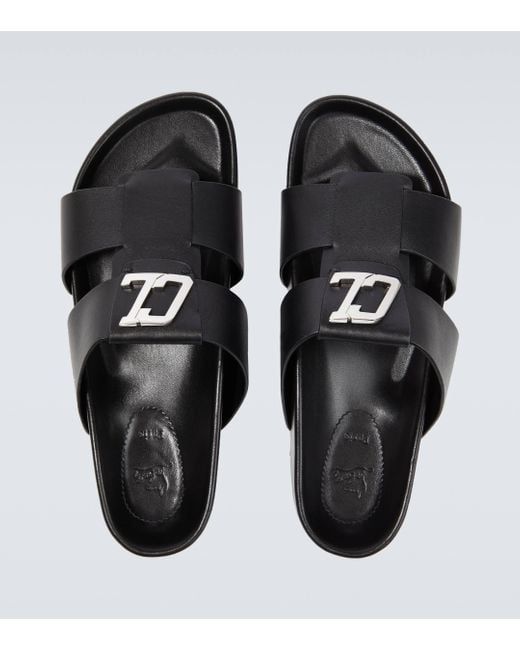 Christian Louboutin Black Dhabubizz Leather Sandals for men