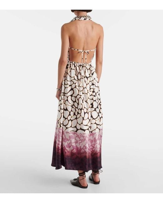 Dries Van Noten White Bedrucktes Maxikleid Aus Seiden-Twill