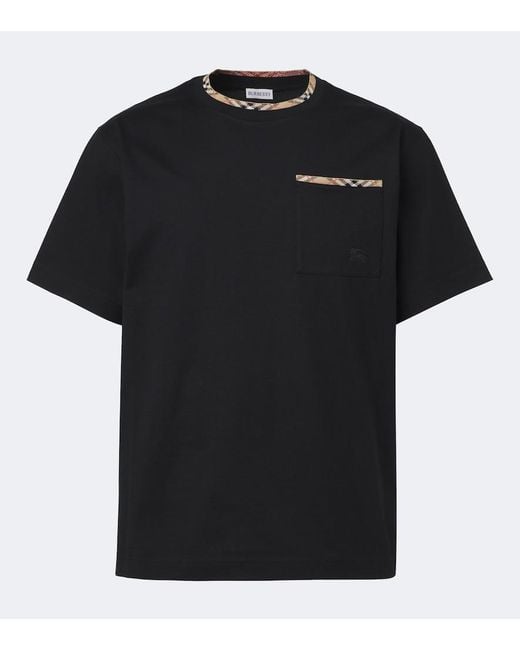 Burberry Black Check Cotton Jersey T-Shirt for men