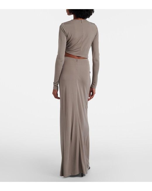 Christopher Esber Brown Bezel Quartz Gathered Jersey Maxi Skirt