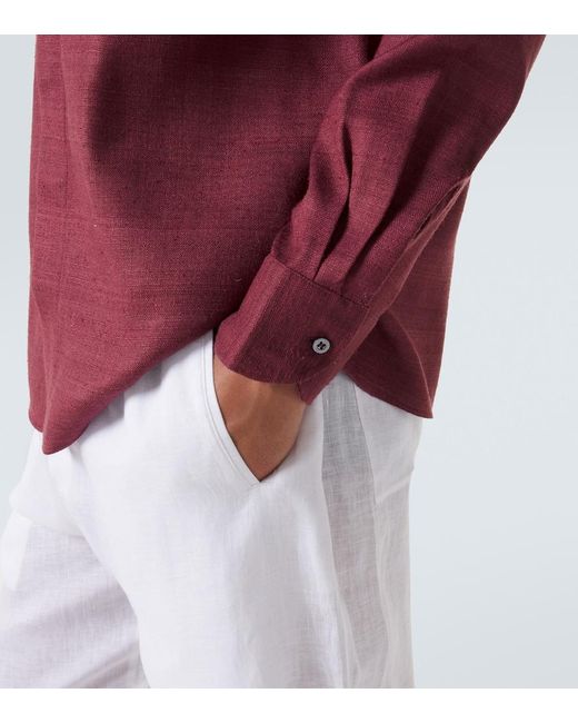 Saman Amel Red Regis Silk Shirt for men