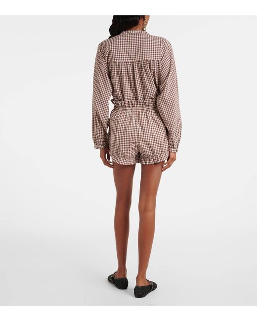 Posse Brown Callie Gingham Cotton Shorts