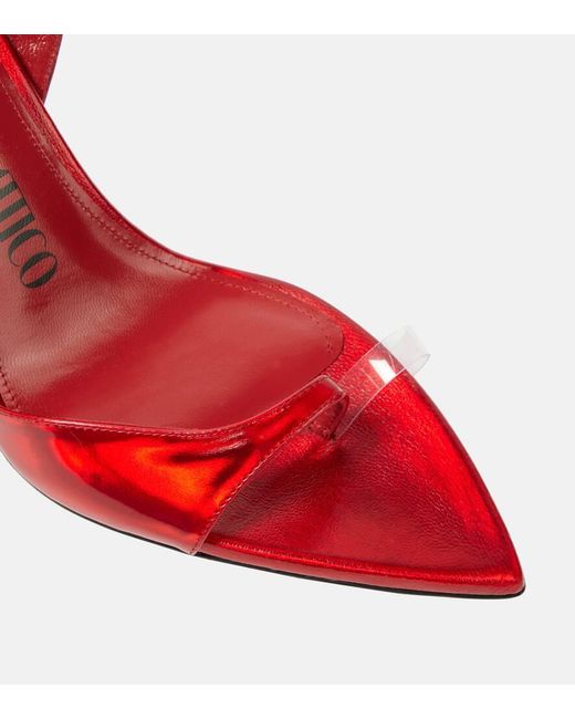 The Attico Red Gg Mismatched 85 Metallic Sandals