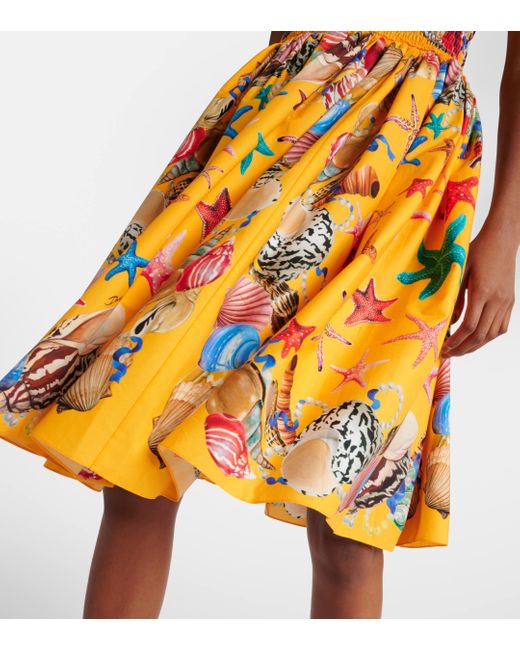 Robe midi Capri imprimee en coton Dolce & Gabbana en coloris Yellow
