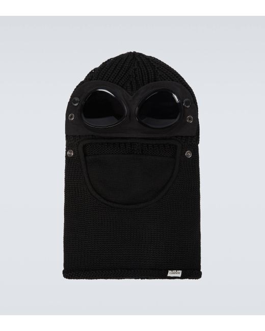 C P Company Black Goggle Wool Ski Mask for men