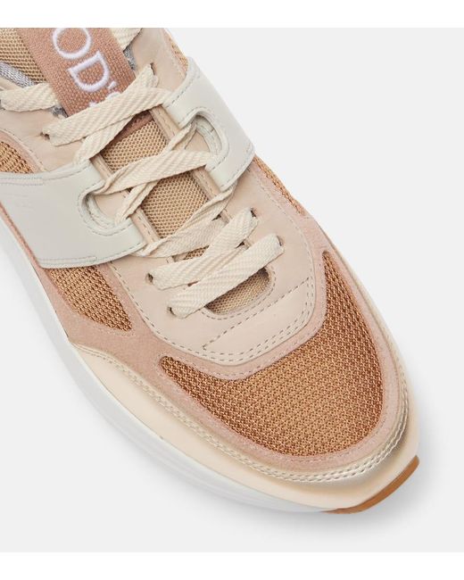 Tod's Natural Sneakers Mit Leder