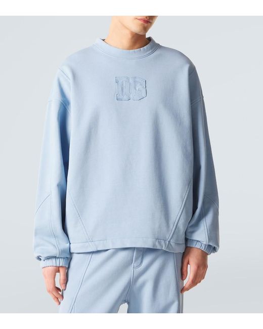 Dolce & Gabbana Blue Dg Cotton Jersey Sweatshirt for men