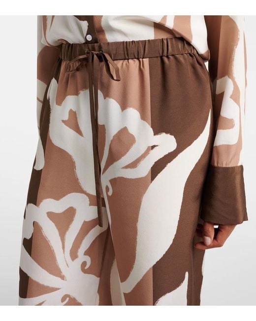 Sir Natural Portia Printed Silk Satin Wide-Leg Pants