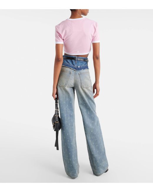 T-shirt raccourci en coton melange a logo Givenchy en coloris Pink