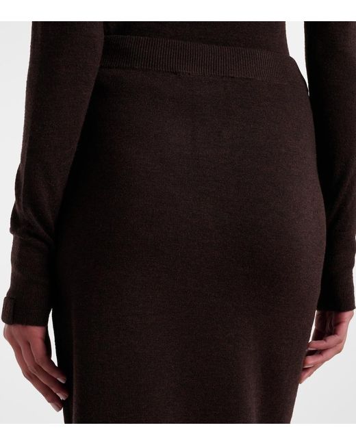 Victoria Beckham Black Knitted Wool-Blend Midi Skirt