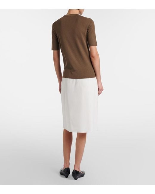The Row White Ivera Silk-Blend Chiffon Midi Skirt