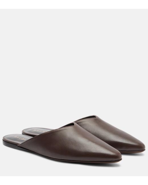 Herbert Levine Brown Homebody Leather Mules