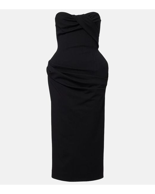 Magda Butrym Black Draped Midi Dress