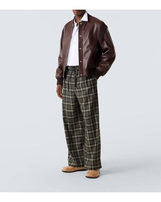 Loewe Gray Checked Wide-Leg Pants for men
