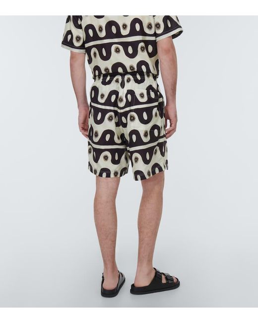 Commas Black Printed Cotton And Silk Shorts for men