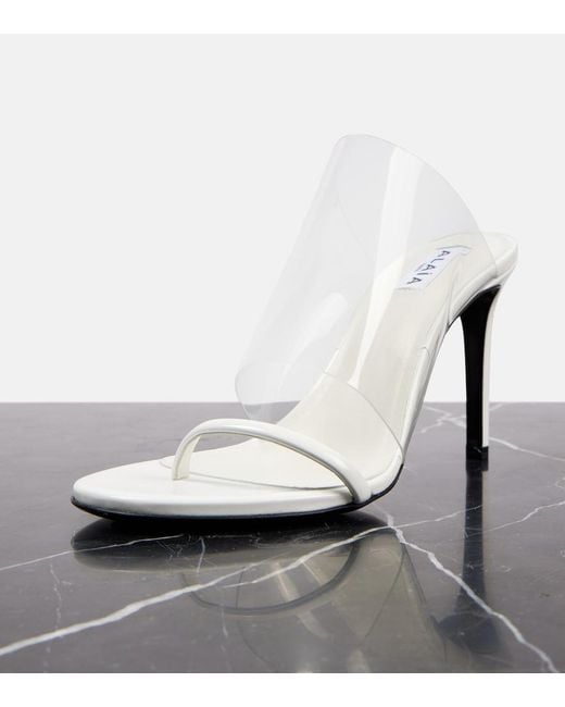 Alaïa White Asymmetric Patent-Leather And Pvc Sandals