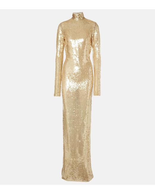 The New Arrivals Ilkyaz Ozel Natural Sequined Gown