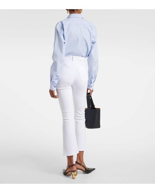 7 For All Mankind White High-Rise Cropped Flared Jeans