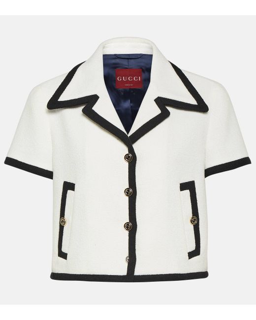 Gucci White Jacquard-trimmed Tweed Jacket