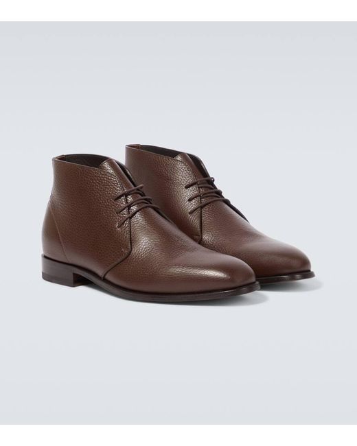 Manolo Blahnik Brown Berwick Leather Desert Boots for men