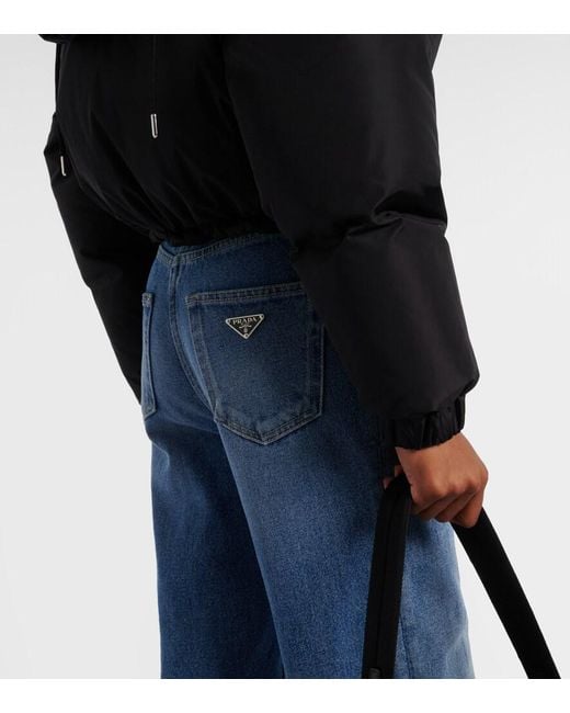 Prada Black Re-Nylon Cropped Down Jacket