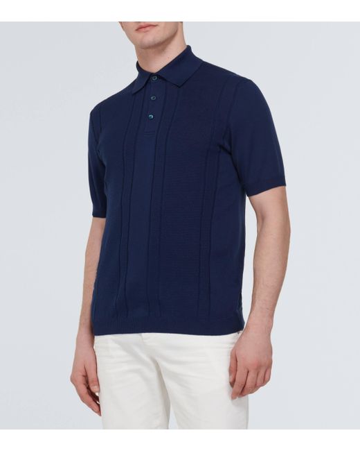 Brunello Cucinelli Blue Cotton Polo Shirt for men