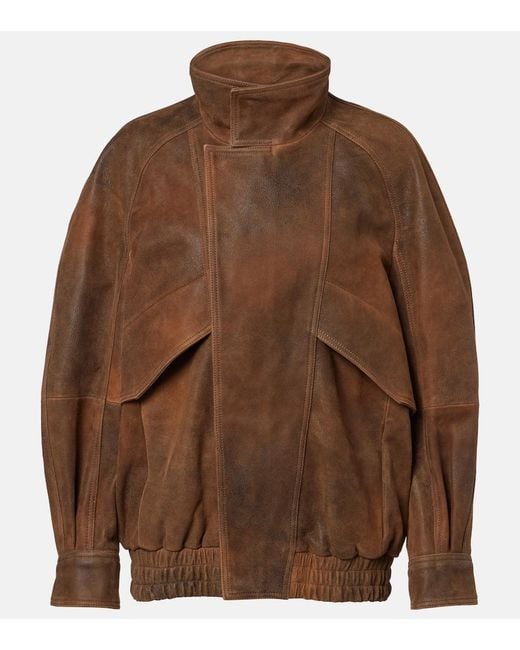 Nour Hammour Brown Ariste Leather Jacket