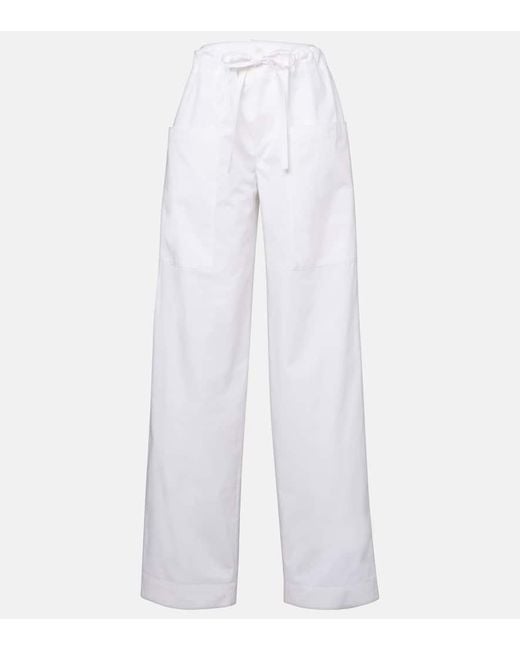 Tod's White Cotton Poplin Wide-Leg Pants