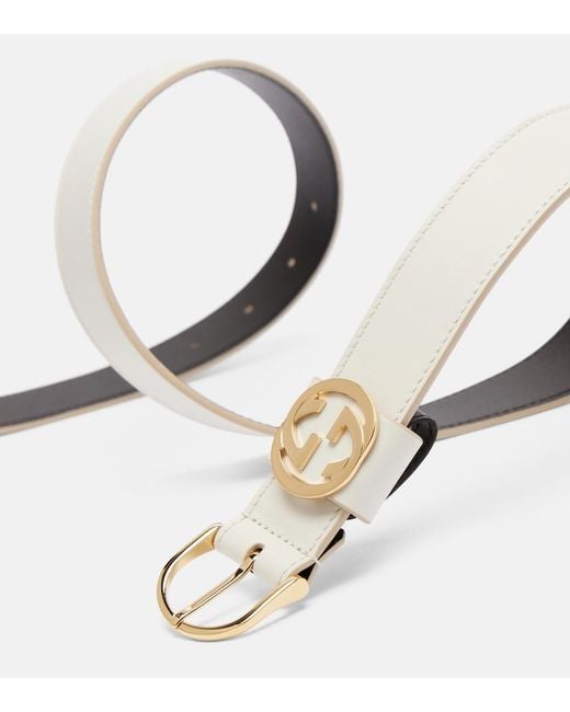 Gucci White Interlocking G Leather Belt
