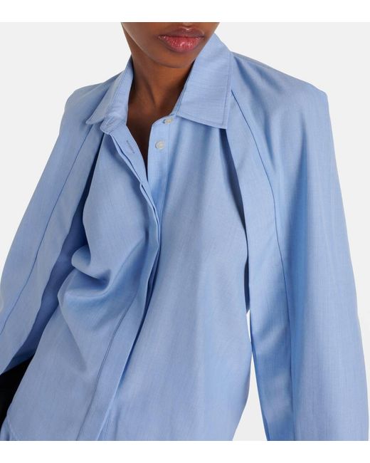Camisa de manga raglan con pliegues Victoria Beckham de color Blue