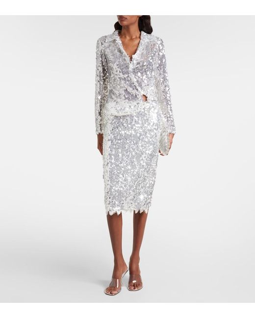 Christopher Esber White Opaline Sequined Midi Skirt