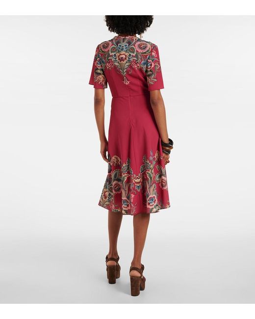 Etro Red Paisley Crepe Jersey Maxi Dress