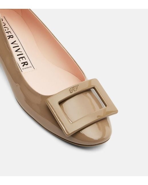 Roger Vivier Natural Gommettine Patent Leather Ballet Flats